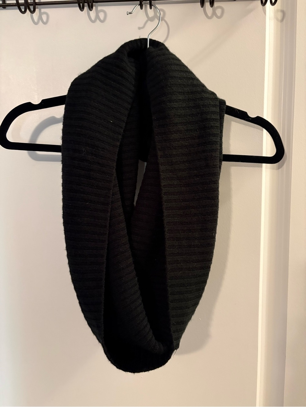 Black Ribbed Knit Infinity Scarf